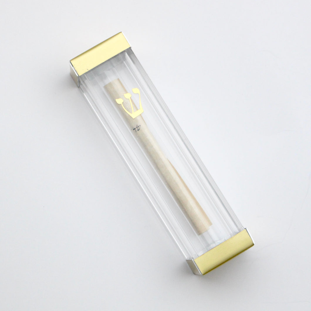Gold Colored Jewish Mezuzah Case, Handmade, you fill with your Broken Glass Shards Under the Chuppah, you fill