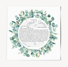 Load image into Gallery viewer, Eucalyptus Ketubah -Multiple Text Options, Fast Shipping, budget friendly, for Jewish Wedding