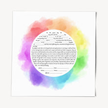 Load image into Gallery viewer, CLEARANCE Rainbow Circle Ketubah - Fast Shipping, budget friendly, for Jewish Wedding