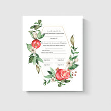 Load image into Gallery viewer, Simchat Bat Certificate: Pomegranate Jewish Baby Naming Print