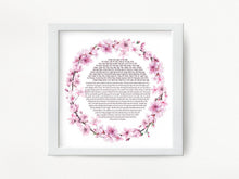 Load image into Gallery viewer, Woman of Valor-Eishet Chayil Blessing/Prayer Print, Cherry Blossom Design, Hebrew and English