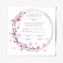 Load image into Gallery viewer, Baby Girl Naming Certificate: Simchat Bat, Brita, Zeved Habat