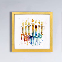 Load image into Gallery viewer, Watercolor Menorah Art Print: Jewish Home Decor