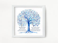 Load image into Gallery viewer, Birkat HaBanim, Blessing of the Children Print, for a boy, Tree of Life Design, Hebrew/English