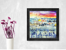 Load image into Gallery viewer, Jerusalem City Watercolor Art Print: Ancient Holy Land Home Decor