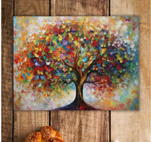 Load image into Gallery viewer, Tree of Life Glass Challah Board: Colorful Jewish Gift