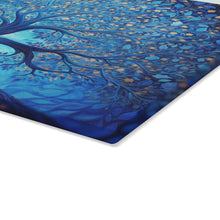 Load image into Gallery viewer, Blue Tree of Life Glass Challah Board: Shabbat Dinner Decor