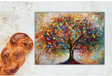 Load image into Gallery viewer, Tree of Life Glass Challah Board: Colorful Jewish Gift