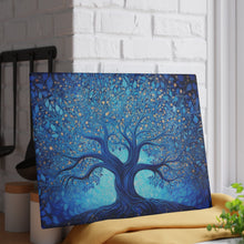 Load image into Gallery viewer, Blue Tree of Life Glass Challah Board: Shabbat Dinner Decor