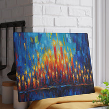 Load image into Gallery viewer, Colorful Candle Glass Challah Board: Shabbat Dinner Serving Platter