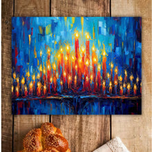 Load image into Gallery viewer, Colorful Candle Glass Challah Board: Shabbat Dinner Serving Platter