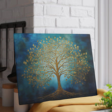 Load image into Gallery viewer, Gold Tree of Life Glass Challah Board: Shabbat Dinner Decor