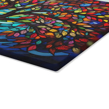 Load image into Gallery viewer, Glass Challah Board - Stained glass look Tree of Life, Etz Chaim Design, Tempered Glass, great for Shabbat dinners or as a gift