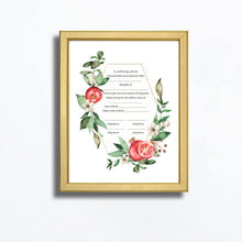 Load image into Gallery viewer, Simchat Bat Certificate: Pomegranate Jewish Baby Naming Print