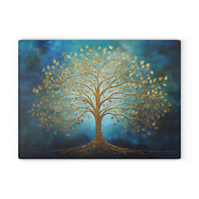 Load image into Gallery viewer, Gold Tree of Life Glass Challah Board: Shabbat Dinner Decor