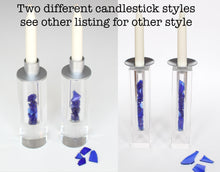 Load image into Gallery viewer, Broken Glass Shabbat Candlesticks: Jewish Wedding Keepsake, you fill (no need to ship broken glass)