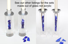 Load image into Gallery viewer, You Fill: Acrylic/Lucite Shabbat Candlesticks with your Broken Chuppah cup