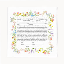 Load image into Gallery viewer, Flower Ketubah -Multiple Text Options, Fast Shipping, budget friendly, for Jewish Wedding