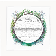 Load image into Gallery viewer, Ketubah - circular tree design, multiple text options, fast shipping, budget friendly, for Jewish Wedding