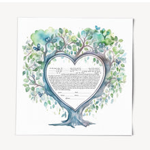 Load image into Gallery viewer, Ketubah -Colorful Tree of Life Heart Watercolor, Fast Shipping, budget friendly, for Jewish Wedding