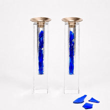 Load image into Gallery viewer, Broken Glass Shabbat Candlesticks: Jewish Wedding Keepsake, you fill (no need to ship broken glass)