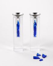 Load image into Gallery viewer, You Fill: Acrylic/Lucite Shabbat Candlesticks with your Broken Chuppah cup