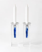 Load image into Gallery viewer, You Fill: Acrylic/Lucite Shabbat Candlesticks with your Broken Chuppah cup