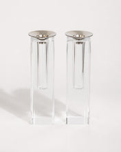 Load image into Gallery viewer, You Fill: Acrylic/Lucite Shabbat Candlesticks with your Broken Chuppah cup