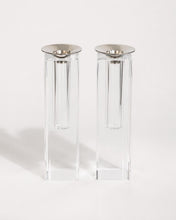 Load image into Gallery viewer, You Fill: Acrylic/Lucite Shabbat Candlesticks with your Broken Chuppah cup