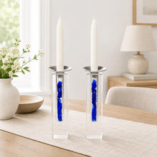 Load image into Gallery viewer, Broken Glass Shabbat Candlesticks: Jewish Wedding Keepsake, you fill (no need to ship broken glass)