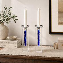 Load image into Gallery viewer, Broken Glass Shabbat Candlesticks: Jewish Wedding Keepsake, you fill (no need to ship broken glass)