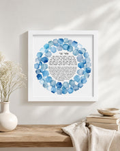 Load image into Gallery viewer, Asher Yatzar Jewish Prayer Health Healing Wall Print Blessing Hebrew and English, blue watercolor stone border