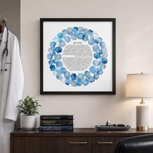 Load image into Gallery viewer, Jewish Physician Blessing/Prayer Print, blue stones design, Great Doctor or medical School Graduate Gift, Hebrew and English