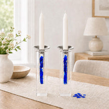 Load image into Gallery viewer, Broken Glass Shabbat Candlesticks: Jewish Wedding Keepsake, you fill (no need to ship broken glass)