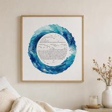 Load image into Gallery viewer, Ketubah - Blue Waves Watercolor - Fast Shipping, budget friendly, for Jewish Wedding