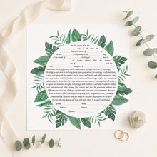 Load image into Gallery viewer, Tropical Leaf Ketubah: Jewish Wedding Certificate, Archival Paper