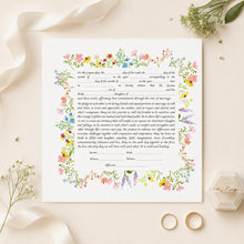 Load image into Gallery viewer, Flower Ketubah -Multiple Text Options, Fast Shipping, budget friendly, for Jewish Wedding