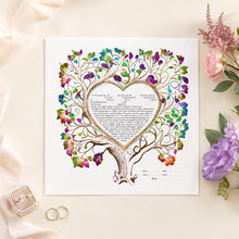Load image into Gallery viewer, Ketubah -Colorful Tree of Life Heart Watercolor, Fast Shipping, budget friendly, for Jewish Wedding