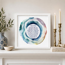Load image into Gallery viewer, Jewish Home Blessing - Birkat HaBayit, Watercolor Geode Art Print, prayer, to display in your home or give as a gift