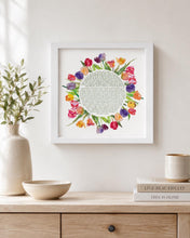 Load image into Gallery viewer, Woman of Valor-Eishet Chayil Blessing/Prayer Print, Watercolor Tulips design, Hebrew and English