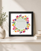 Load image into Gallery viewer, Woman of Valor-Eishet Chayil Blessing/Prayer Print, Watercolor Tulips design, Hebrew and English