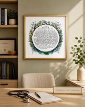 Load image into Gallery viewer, Physician Blessing/Prayer Hebrew/English Print, nature/forest design, Great Doctor or medical School Graduate Gift