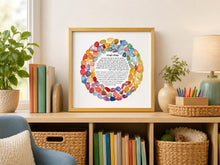 Load image into Gallery viewer, Jewish Teacher Blessing/Prayer Print, colorful stones design, Great Educator or Instructor Gift, Hebrew and English