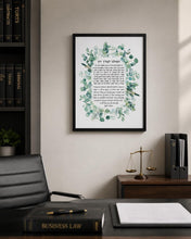 Load image into Gallery viewer, Jewish Attorney Blessing/Prayer, Eucalyptus Leaves design, Great Lawyer or Law School Graduate Gift, Hebrew and English