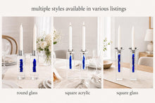 Load image into Gallery viewer, Fillable Broken Wedding Glass Shabbat Candlesticks: Cylindrical Crystal