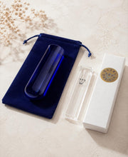 Load image into Gallery viewer, Wedding Glass Mezuzah Kit - Blue glass to break under the chuppah and a mezuzah to fill after your Jewish Wedding