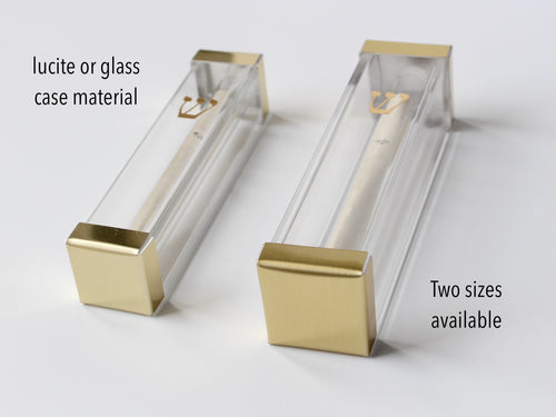 Gold Colored Jewish Mezuzah Case, Handmade, you fill with your Broken Glass Shards Under the Chuppah, you fill
