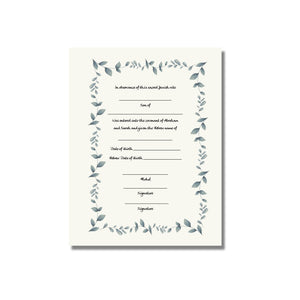 Jewish Baby Boy Bris Ceremony Certificate, B'rit Milah, ready to ship