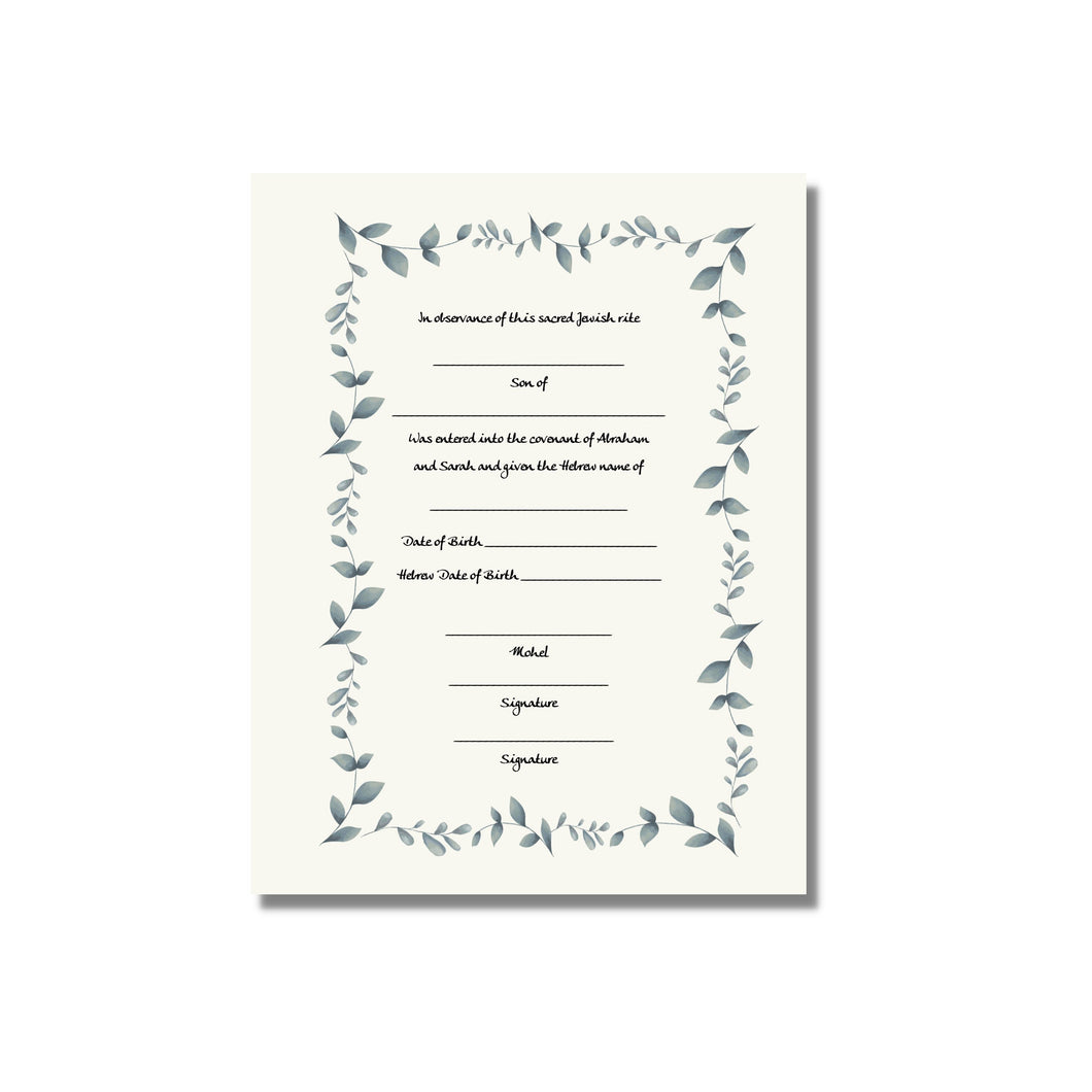 Jewish Baby Boy Bris Ceremony Certificate, B'rit Milah, ready to ship