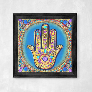 Hamsa Watercolor Art Print, very colorful, to display in your home or give as a gift
